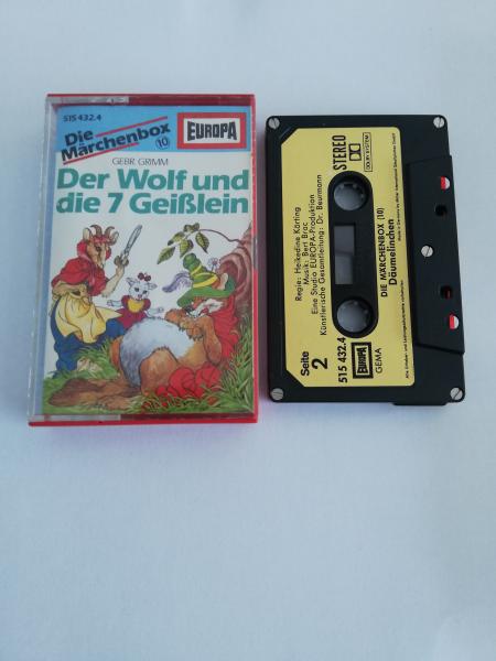 Die Märchenbox Folge 10 Der Wolf und die 7 Geißlein/Däumelinchen 5-fach Silber geschraubt Schwarz mit Beigen Aufkleber Europa(Innencover beschrieben)